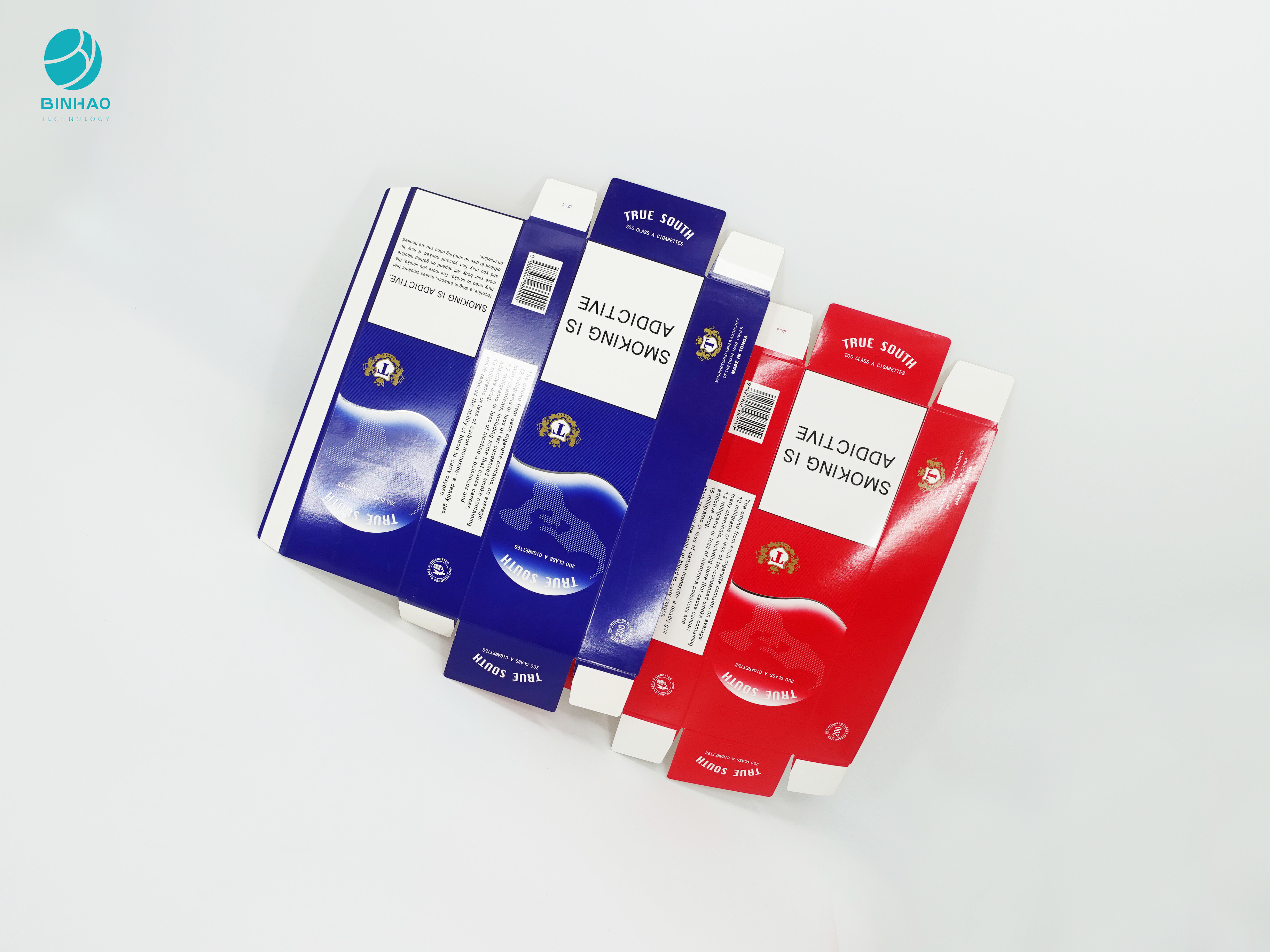 الأزرق الأحمر سلسلة تصميم حالة من الورق المقوى يمكن التخلص منها دائم لحزمة السجائر